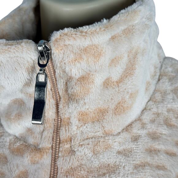 Coral Bay Robe Womens Medium Tan Leopard Animal Print Plush Zip Up Mock Neck - Picture 3 of 9
